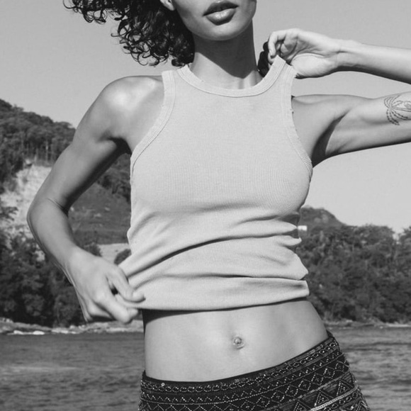 ZARA Washed Rib Tank Top - Picture 1 of 12